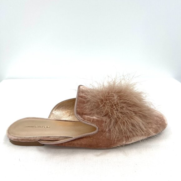 Ann Taylor Velour Pink Feathered Mules Women's 6.5 - Picture 6 of 8